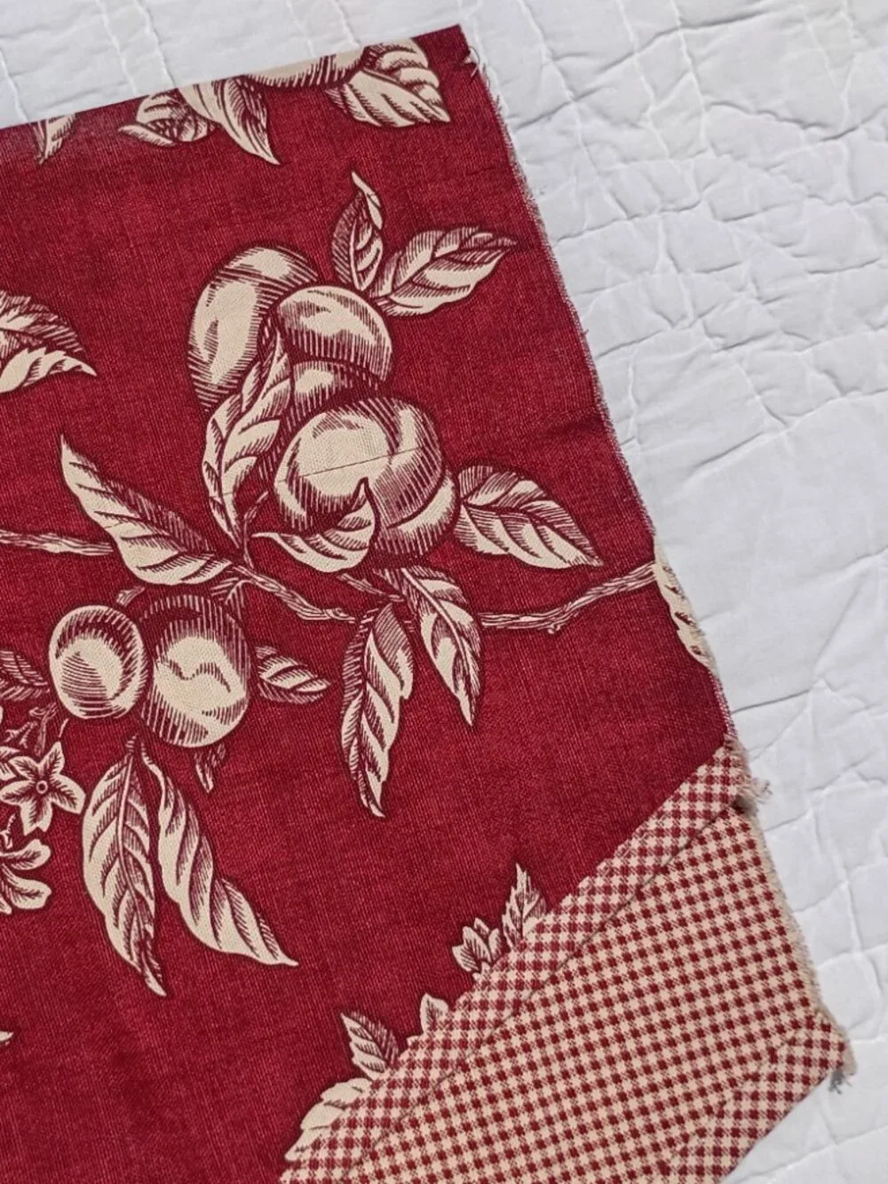 Set of 3 Waverly Garden Room Curtain Valances Ascot Red Gingham Fruit and Floral